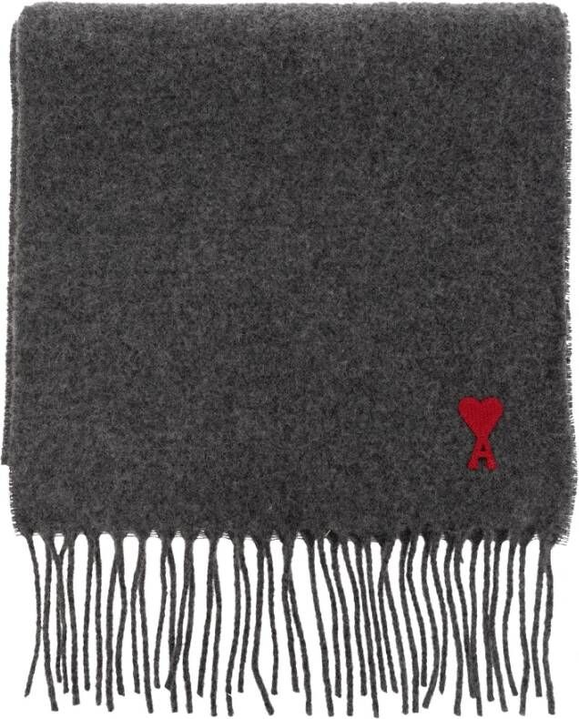 Ami Paris Sjaal met logo Grijs Unisex