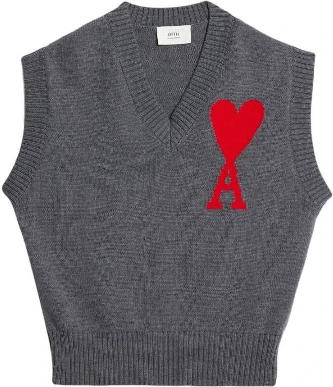 Ami Paris Sweaters Grey Grijs Heren