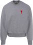 Ami Paris Organisch Katoenen Sweatshirt met Geborduurd Rood Hart Logo Gray Heren - Thumbnail 3