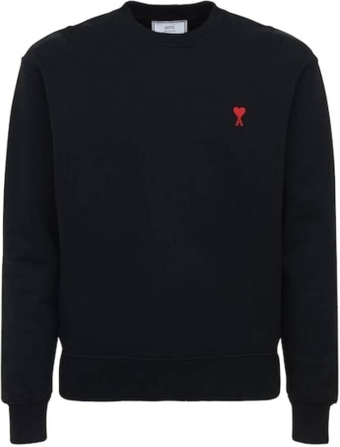 Ami Paris Zwarte Katoenen Sweatshirt met Iconisch Logo Black Heren