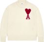 AMI Paris Wollen intarsia trui met logo Wit - Thumbnail 1