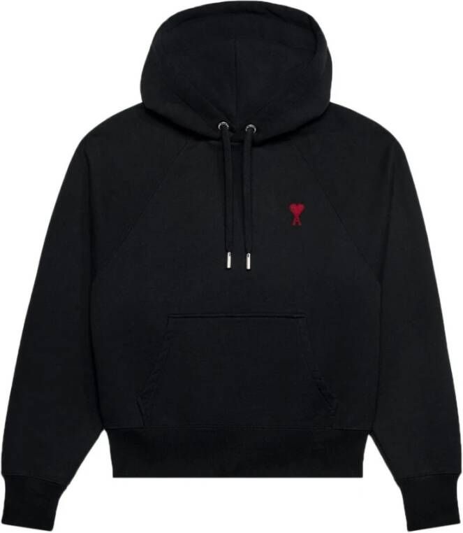 Ami Paris Biologisch katoenen hoodie met geborduurd logo Black