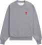 Ami Paris Organisch Katoenen Sweatshirt met Geborduurd Rood Hart Logo Gray Heren - Thumbnail 1
