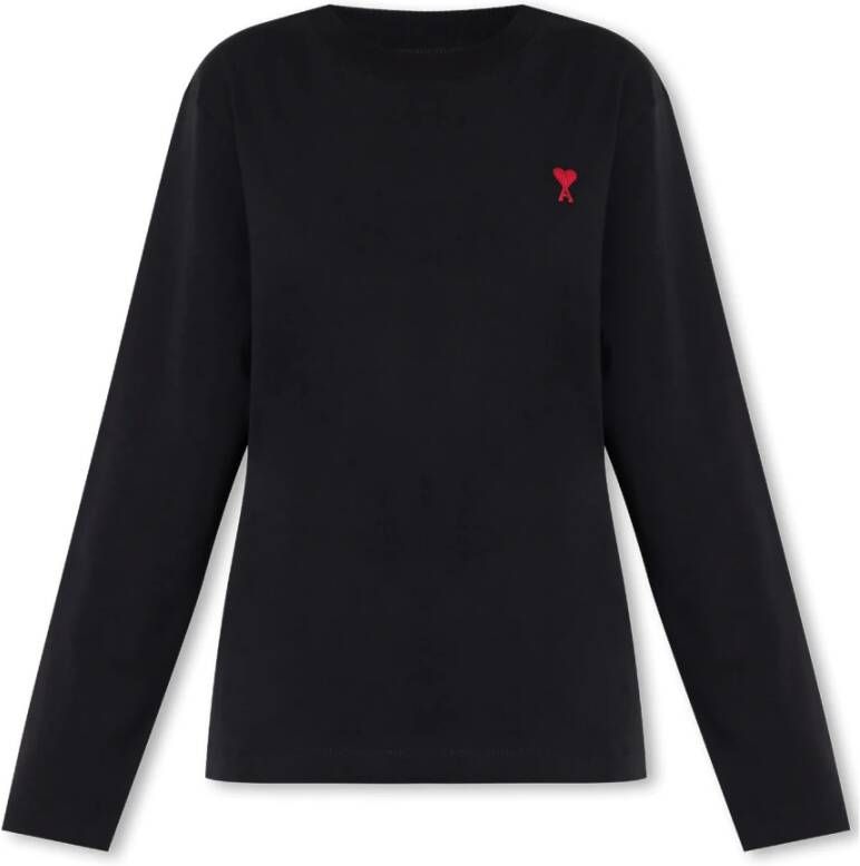 Ami Paris Lange mouwen shirt met logo borduursel Black
