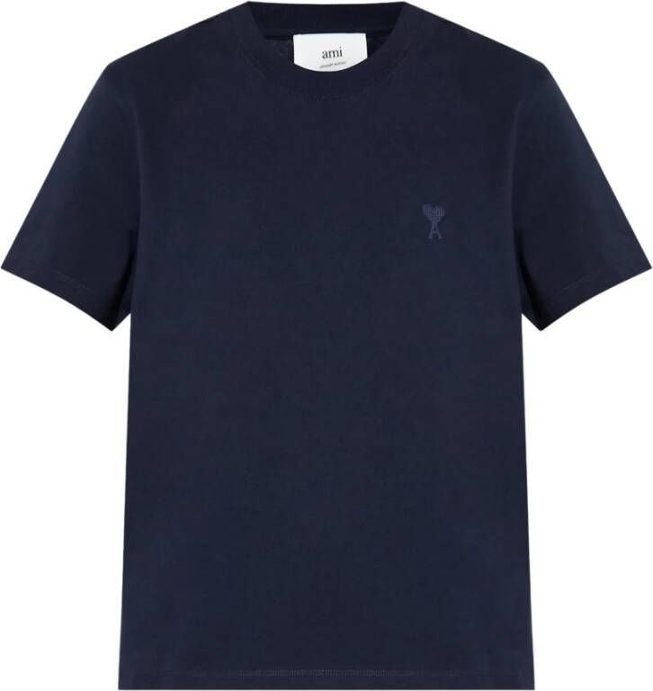 AMI Paris T-shirt met geborduurd logo Blauw