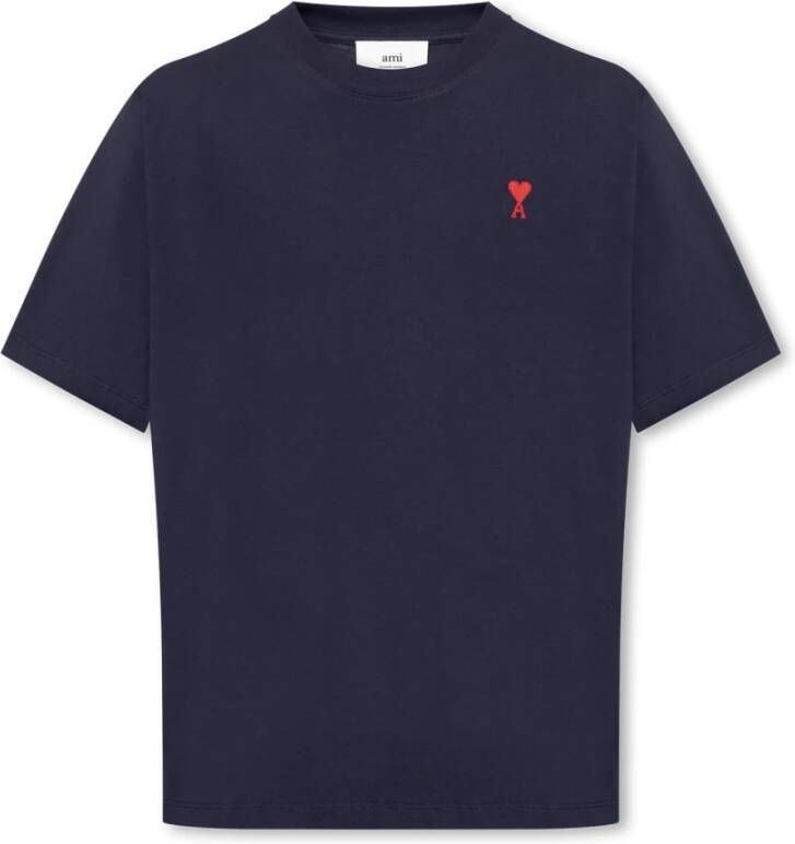 Ami Paris Klassiek Unisex Rood T-shirt Blue Heren