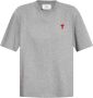 Ami Paris Biologisch Katoenen Logo Geborduurd T-Shirt Gray - Thumbnail 1