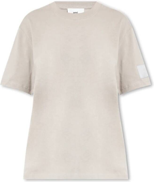 Ami Paris Katoenen T-shirt met logo patch S White