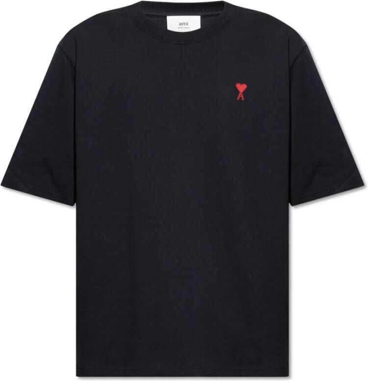 Ami Paris T-shirt met logo Zwart Heren