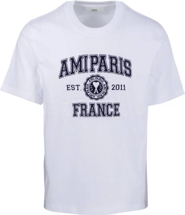 Ami Paris Klassiek Katoenen T-Shirt White Heren