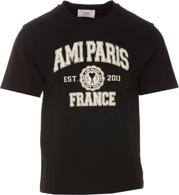 AMI Paris T-shirt met logoprint Zwart