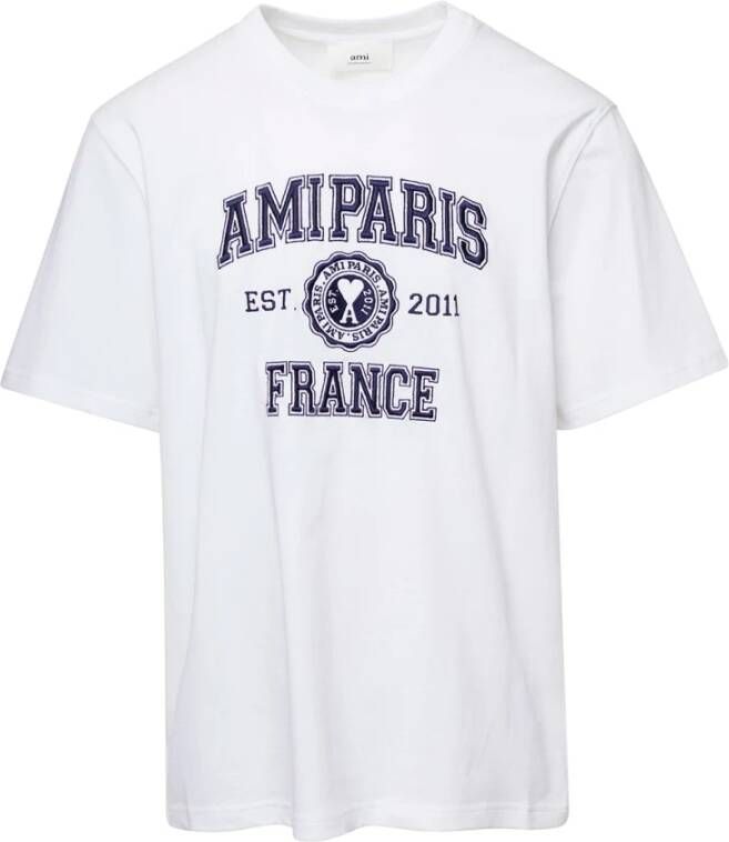 Ami Paris Klassiek Katoenen T-Shirt White Heren