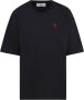 Ami Paris Zwart Geborduurd Logo Biologisch Katoenen T-Shirt Black - Thumbnail 1