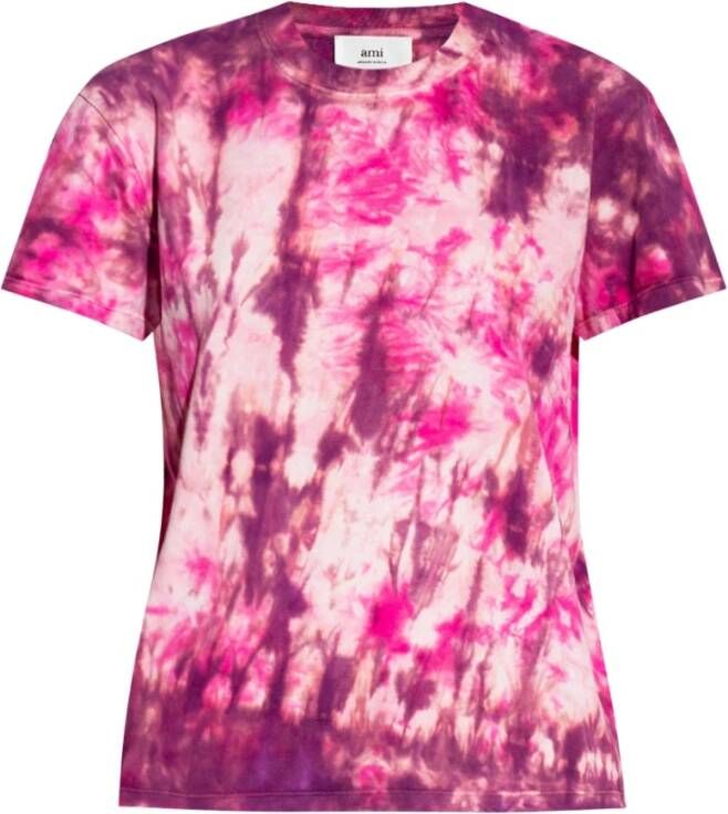 AMI Paris T-shirt met tie-dye print Roze - Foto 2