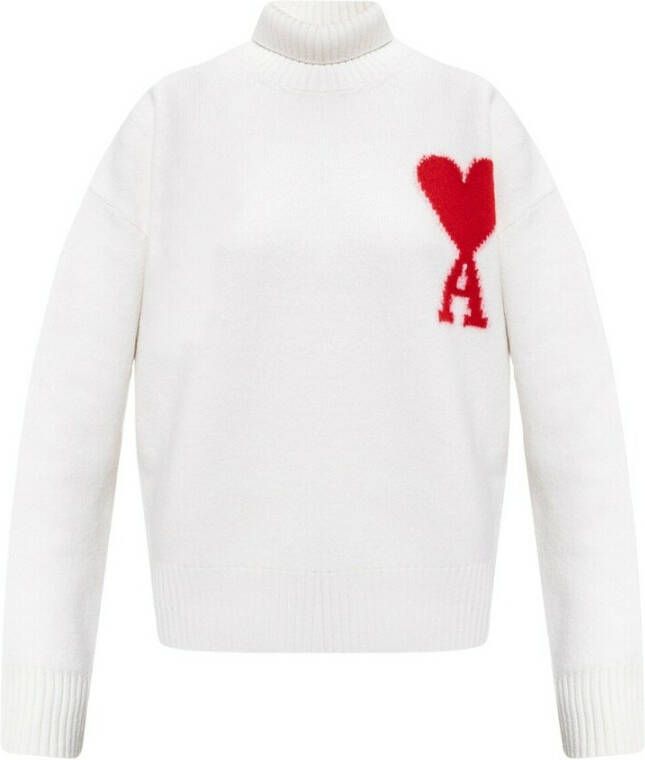 Ami Paris Turtleneck sweater with logo Wit Dames