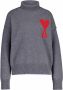 Ami Paris Logo Coltrui Sweater voor Vrouwen Gray Dames - Thumbnail 3