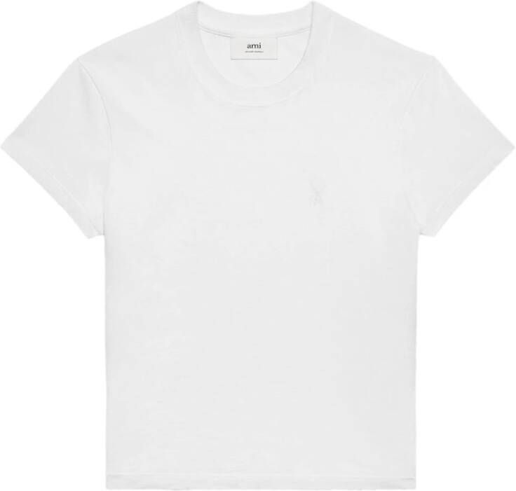 Ami Paris Effen T-shirt met korte mouwen en ronde hals White