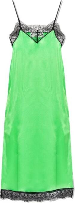 Ami Paris Satijnen jurk met kanten details Green Dames