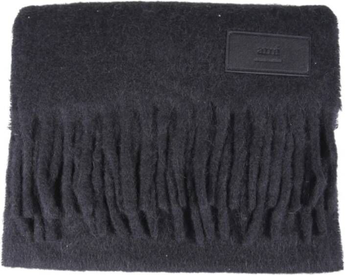 Ami Paris Zwart Alpaca Oversized Sjaal Black Unisex