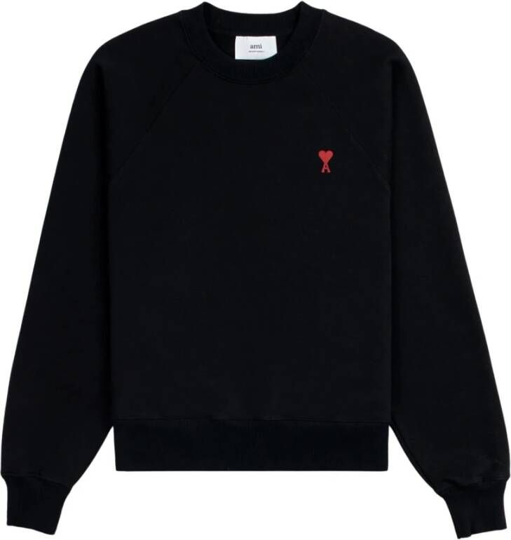 Ami Paris Zwarte Sweaters met Geborduurd Logo Zwart Heren