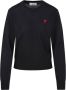Ami Paris Zwarte Wol Crew-Neck Sweater met Geborduurd Logo Black Dames - Thumbnail 1