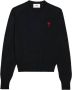 Ami Paris Zwarte Wol Crew-Neck Sweater met Geborduurd Logo Black Dames - Thumbnail 1