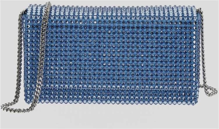 Amina Muaddi Blauwe Kristal Mini Pouch Blue Dames