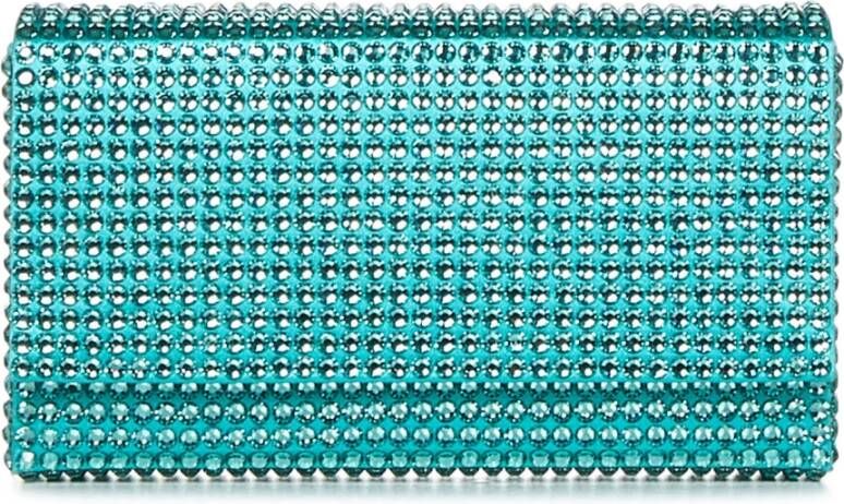 Amina Muaddi Kristal Versierde Zijden Clutch Green Dames