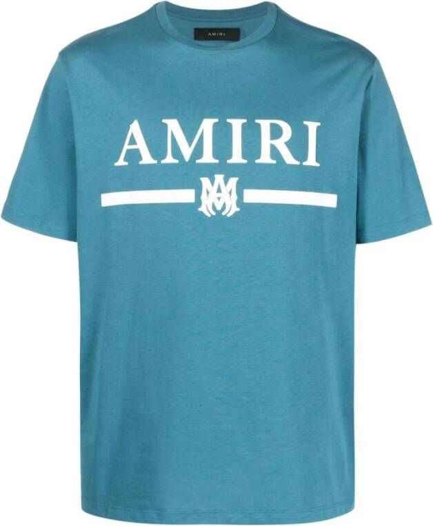 Amiri Blauwe Teal Katoenen T-shirt met Logoprint Blauw Heren