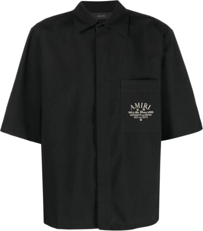 Amiri Logo-geborduurd Zwart T-shirt en Polo Zwart Heren