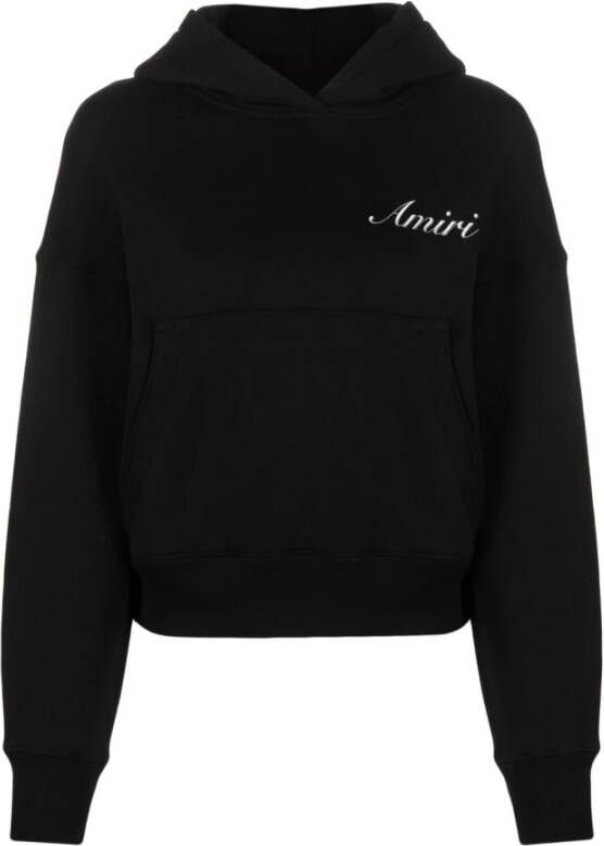 Amiri Logo-geborduurde katoenen hoodie Zwart Dames
