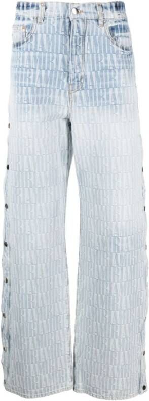 Amiri Luxe Jacquard Snap-Off Straight Leg Jeans Blauw Heren