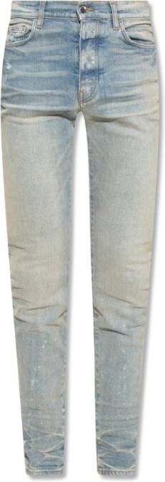 Amiri Vintage Skinny Jeans met Leren Patch Blue Heren
