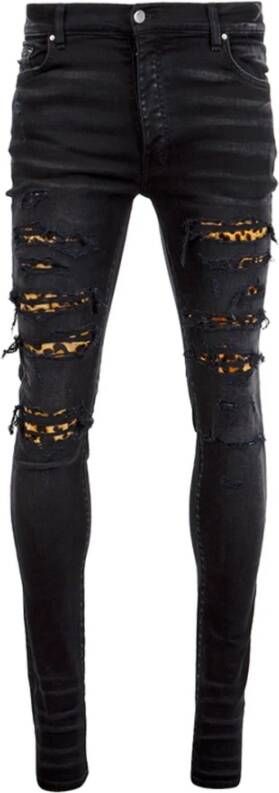 Amiri Leopard Denim Jeans met Luipaard Detail Black Heren