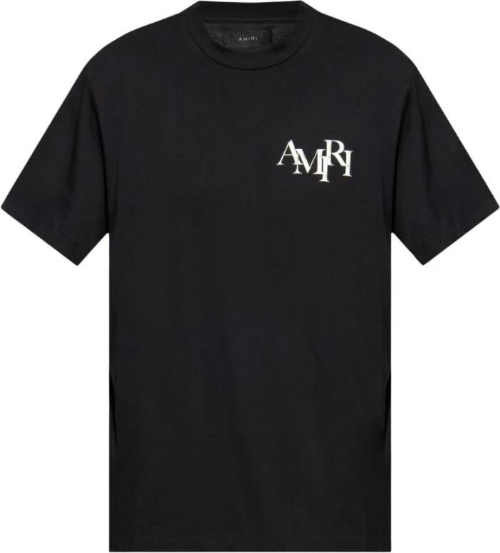 Amiri Zwart Logo Print Katoenen T-shirt Black Heren