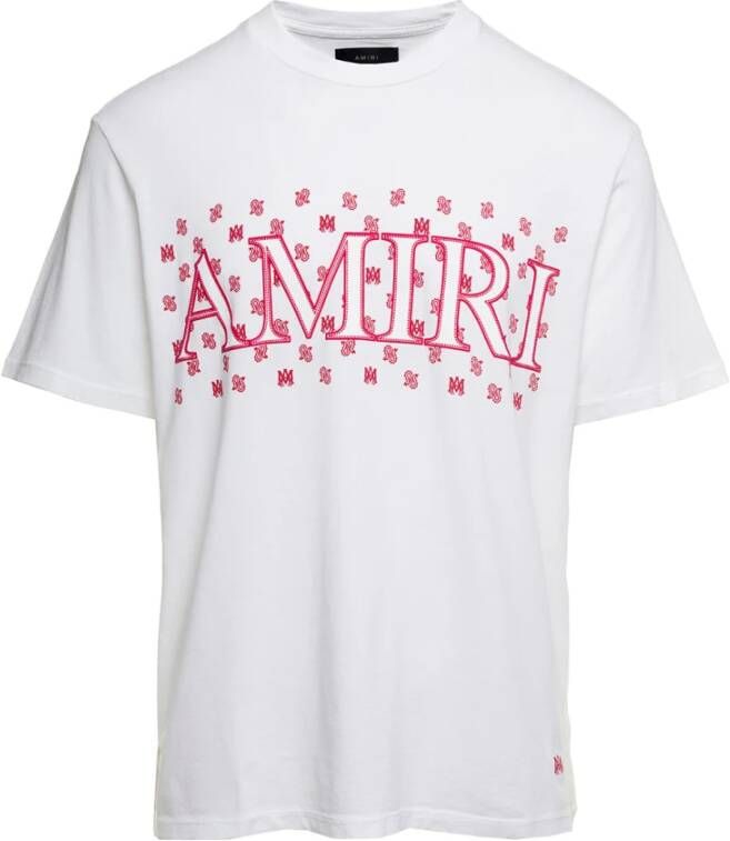 Amiri Rood Wit Paisley Print T-shirt voor heren White Heren
