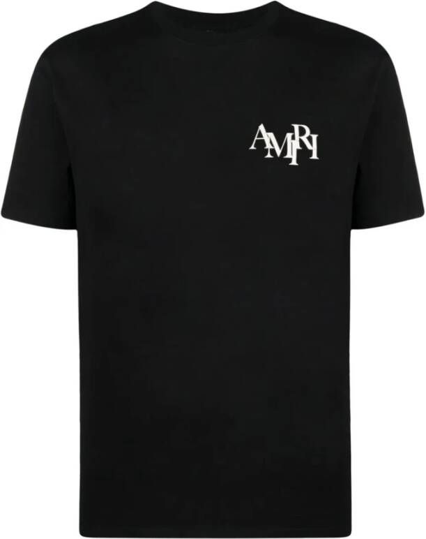 Amiri Zwart Logo Print Katoenen T-shirt Zwart Heren