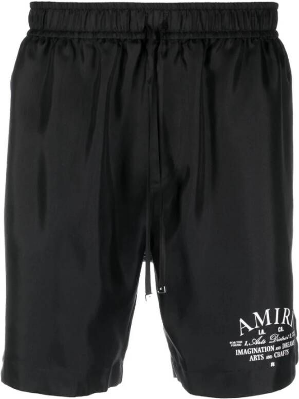 Amiri Zwarte nylon shorts met elastische taille en logo print Zwart Heren