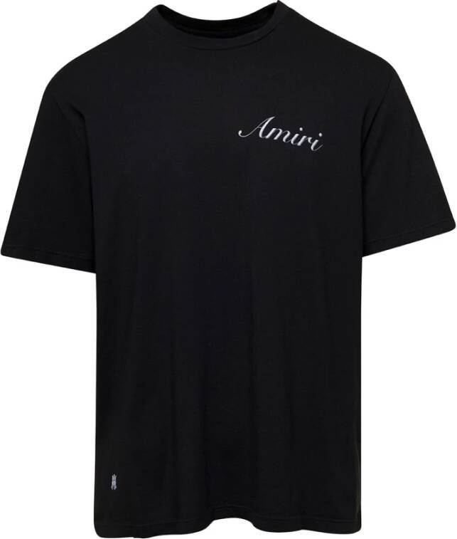 Amiri Zwarte Script Logo T-shirts en Polos Zwart Heren