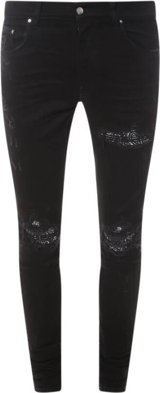 Amiri Zwarte Slim Fit Jeans met Bandana Print Voering Zwart Heren