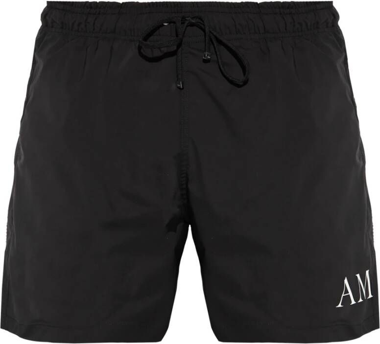 Amiri Zwarte casual shorts met logo print en patch Black Heren