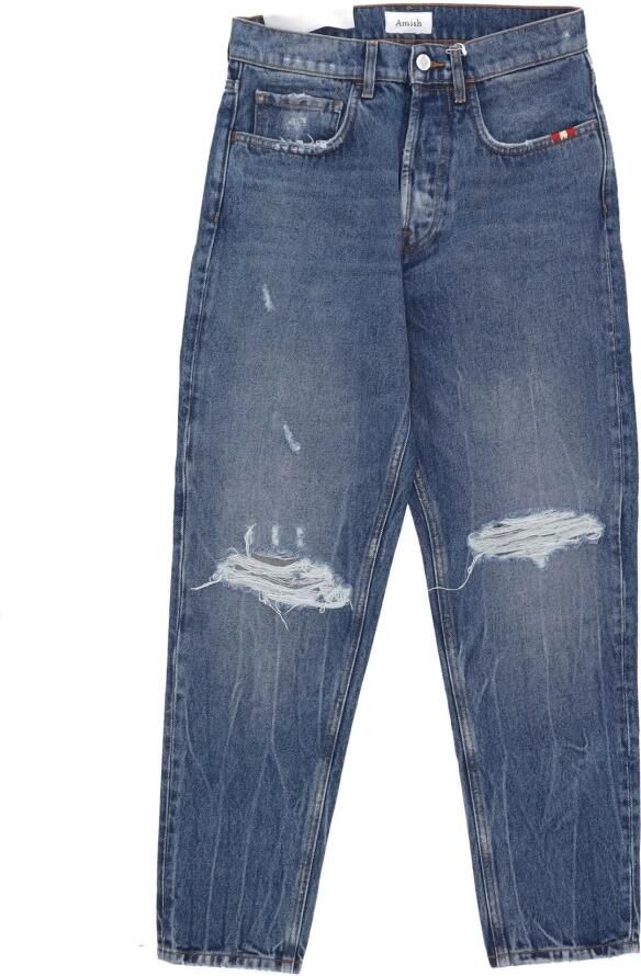 Amish Heren Denim Jeans Slim Fit Blue Heren