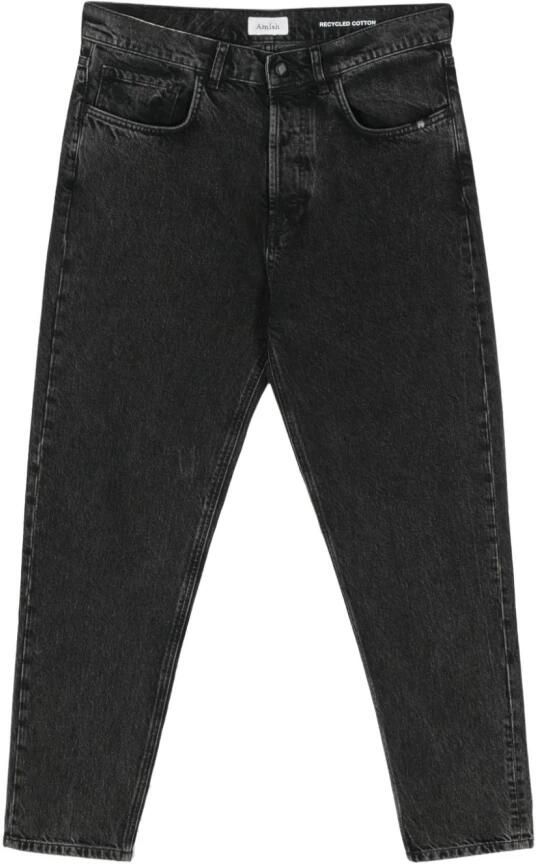 Amish Zwarte Denim Jeans Rechte Pijp Black Heren