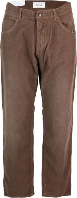 Amish Casual Regular Fit Donkere Wassing Jeans Bruin Heren