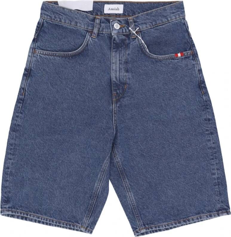 Amish Denim Shorts Blauw Heren