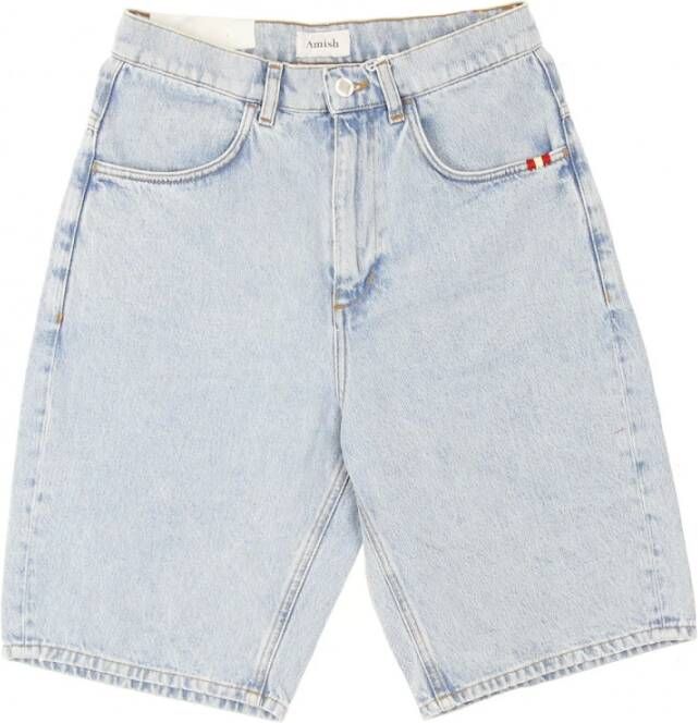 Amish Denim Shorts Blauw Heren