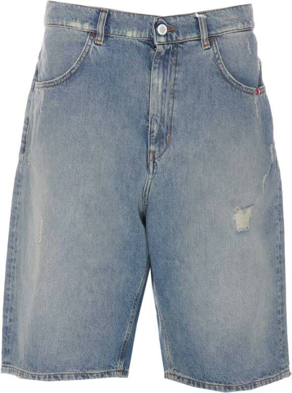 Amish Denim Shorts Blauw Heren