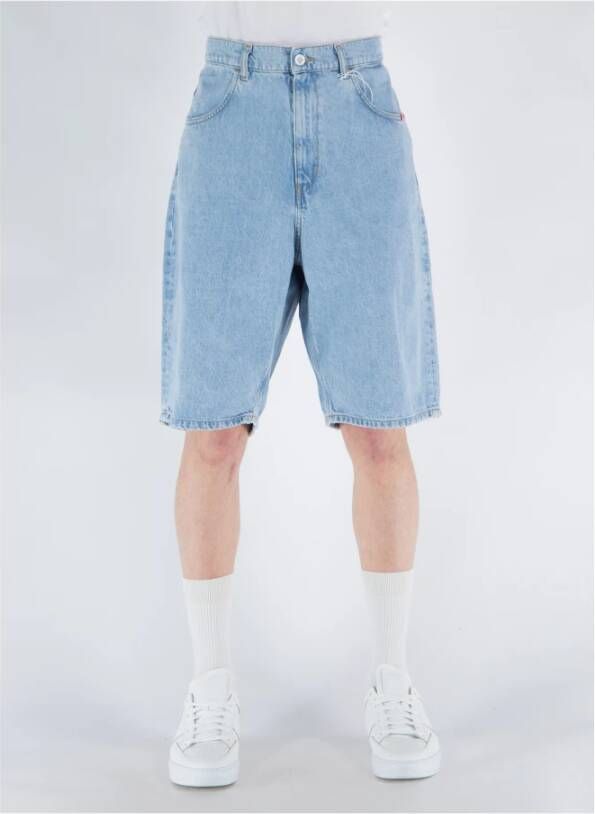 Amish Denim Shorts Blauw Heren