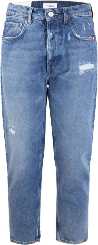 Amish Ruimvallende Denim Jeans Blue Heren