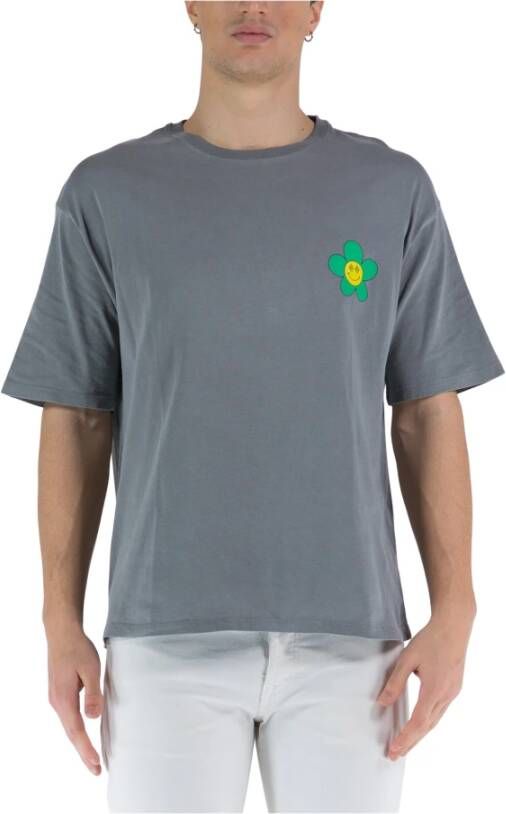 Amish Jersey Grey Grafisch T-Shirt Gray Heren